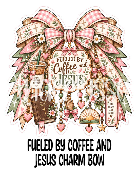 Fueled by Coffee and Jesus Charm Bow Cardstock Silicone Mold, Aroma Bead Molds, Premium Cardstock Images