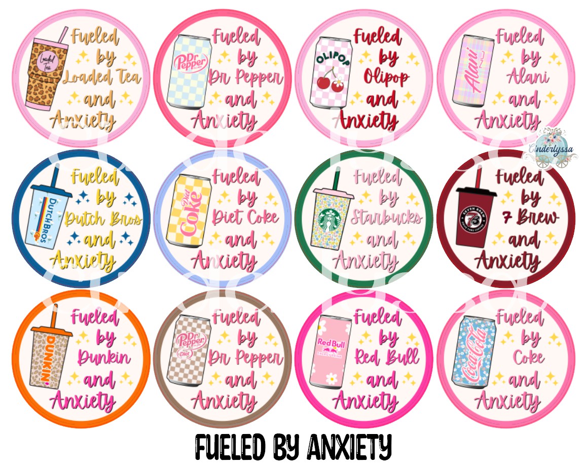 2 inch Round Fueled By Anxiety Cardstock Only for freshies Cardstock Silicone Mold, Premium Cardstock Images - NO MOLD