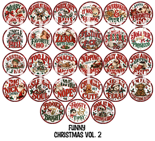 Funny Christmas Vol. 2 Rounds Cardstock Only for freshies - NO MOLD for Aroma Bead Molds, Premium Cardstock Images