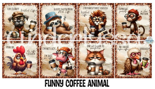 3 inch Square Funny Coffee Animal Cardstock Only for freshies - NO MOLD: Cardstock Silicone Mold, Premium Cardstock Image