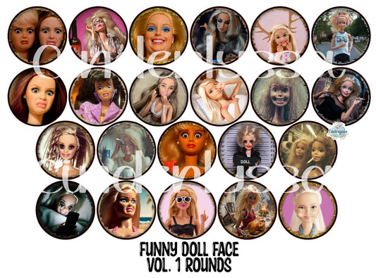 3 inch Round Funny Doll Face Vol. 1 Cardstock Only for freshies - NO MOLD, for Aroma Bead Molds, Premium Cardstock Images