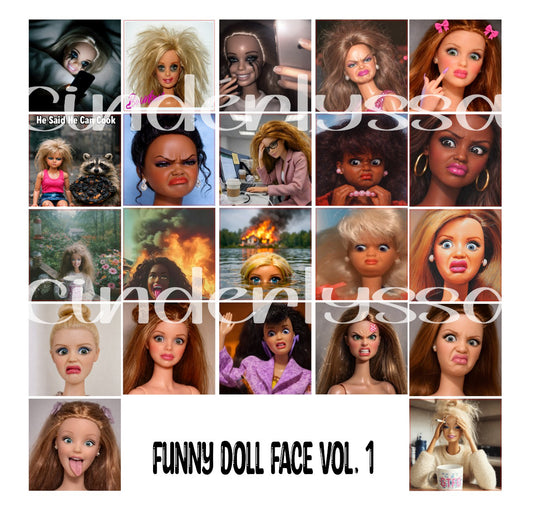 3 inch Square Funny Doll Face Vol. 1 Cardstock Only for freshies - NO MOLD: Cardstock Silicone Mold, Premium Cardstock Image