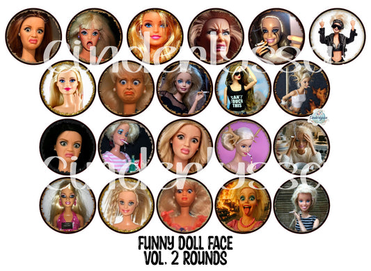2.5 inch Round Funny Doll Face Vol. 2 Cardstock Only for freshies: Cardstock Silicone Mold, Premium Cardstock Images - NO MOLD