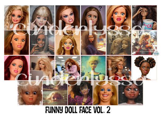 2 inch Square Funny Doll Face Vol. 2 Cardstock Only for freshies - NO MOLD: Aroma Bead Molds, Premium Cardstock Images