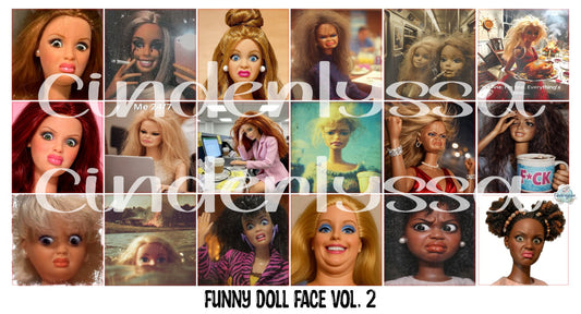 3 inch Square Funny Doll Face Vol. 2 Cardstock Only for freshies - NO MOLD: Cardstock Silicone Mold, Premium Cardstock Image