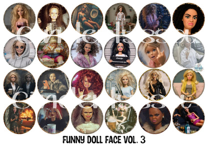 3.75 inch Round Funny Doll Face Vol. 3 for Cardstock Silicone Mold, for Aroma Bead Molds, Premium Cardstock Images
