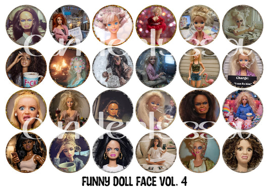 3.75 inch Round Funny Doll Face Vol. 4 for Cardstock Silicone Mold, for Aroma Bead Molds, Premium Cardstock Images