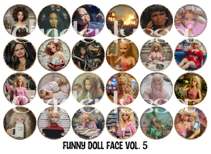 3.75 inch Round Funny Doll Face Vol. 5 for Cardstock Silicone Mold, for Aroma Bead Molds, Premium Cardstock Images