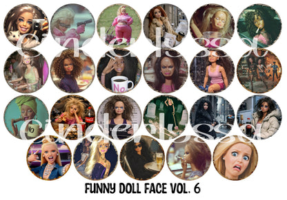 3.75 inch Round Funny Doll Face Vol. 6 for Cardstock Silicone Mold, for Aroma Bead Molds, Premium Cardstock Images