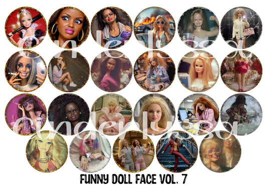3.75 inch Round Funny Doll Face Vol. 7 for Cardstock Silicone Mold, for Aroma Bead Molds, Premium Cardstock Images