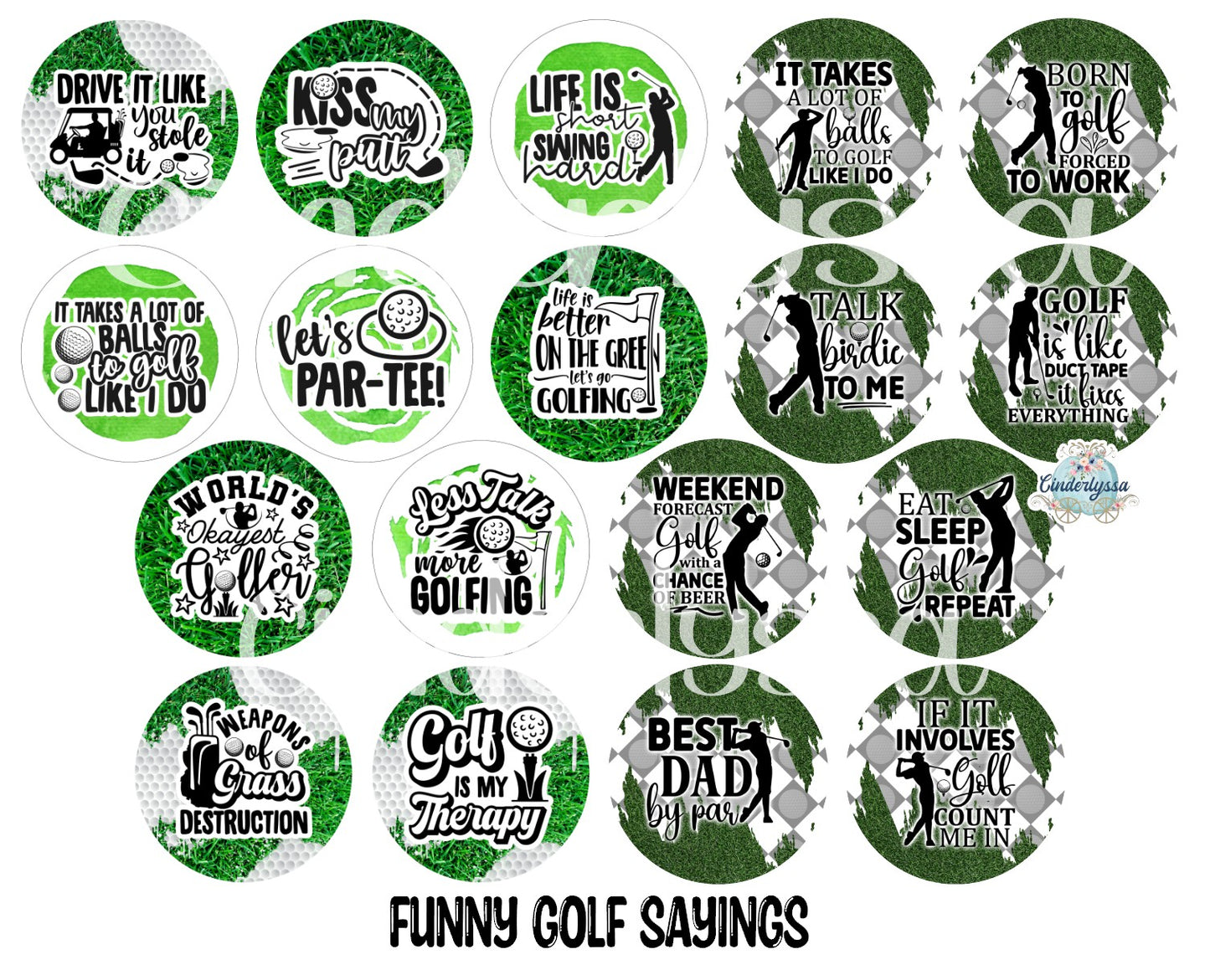 3.5 inch Round: Funny Golf Sayings for Cardstock Silicone Mold, NO MOLD INCLUDED for Aroma Bead Molds, Premium Cardstock Images