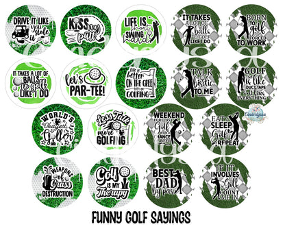 3.75 inch Round: Funny Golf Sayings for Cardstock Silicone Mold, for Aroma Bead Molds, Premium Cardstock Images