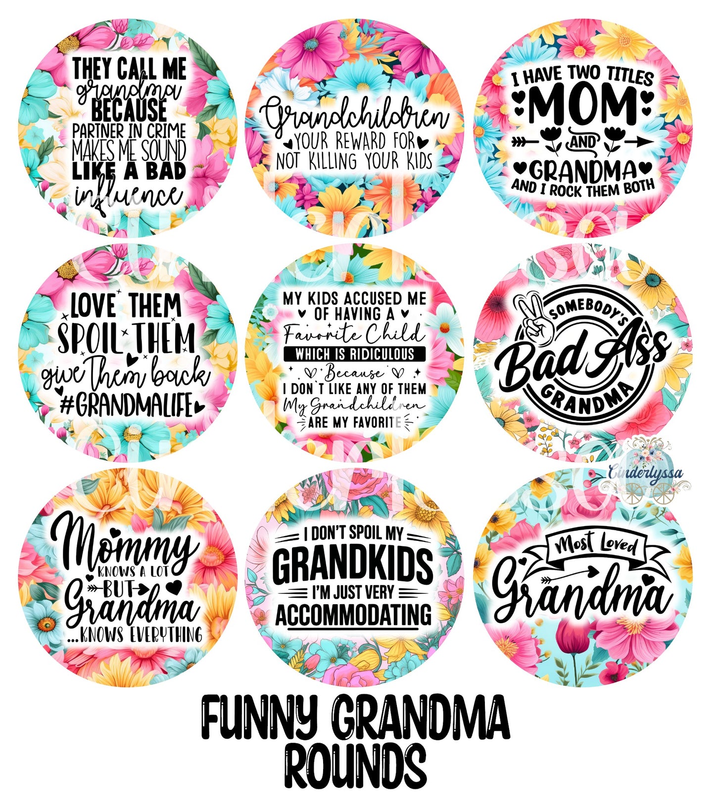 3.5 inch Round Funny Grandma for Cardstock Silicone Mold, NO MOLD INCLUDED for Aroma Bead Molds, Premium Cardstock Images