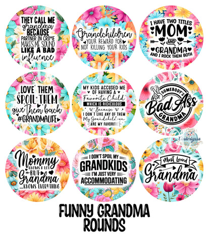 3.75 inch Round Funny Grandma for Cardstock Silicone Mold, for Aroma Bead Molds, Premium Cardstock Images