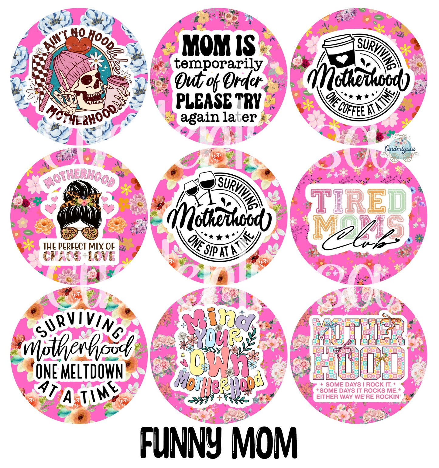 2.5 inch Round Funny Mom Cardstock Only for freshies: Cardstock Silicone Mold, Premium Cardstock Images - NO MOLD