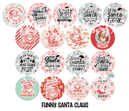 3.75 inch Round Funny Santa Claus for Cardstock Silicone Mold, for Aroma Bead Molds, Premium Cardstock Images