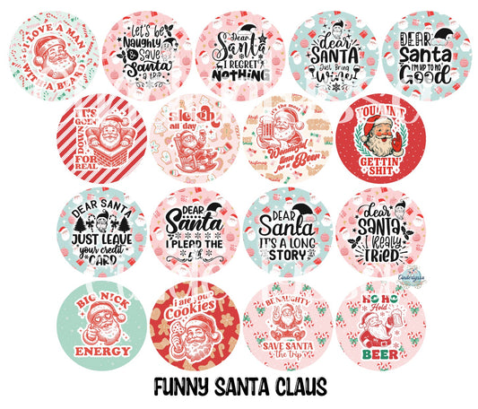 3 inch Round Funny Santa Claus Cardstock Only for freshies - NO MOLD for Aroma Bead Molds, Premium Cardstock Images