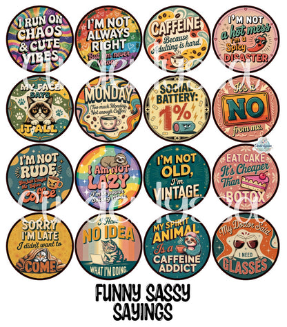 3.75 inch Round Funny Sassy Vol. 1 Sayings for Cardstock Silicone Mold, for Aroma Bead Molds, Premium Cardstock Images