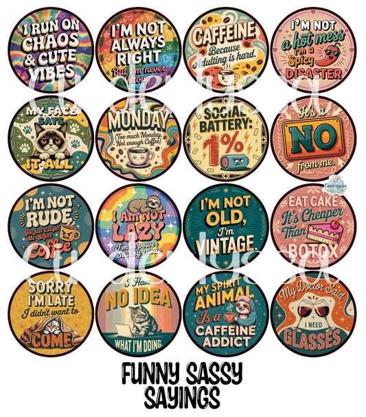 3.75 inch Round Funny Sassy Sayings for Cardstock Silicone Mold, for Aroma Bead Molds, Premium Cardstock Images