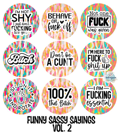 3.75 inch Round Funny Sassy Vol. 2 Sayings for Cardstock Silicone Mold, for Aroma Bead Molds, Premium Cardstock Images
