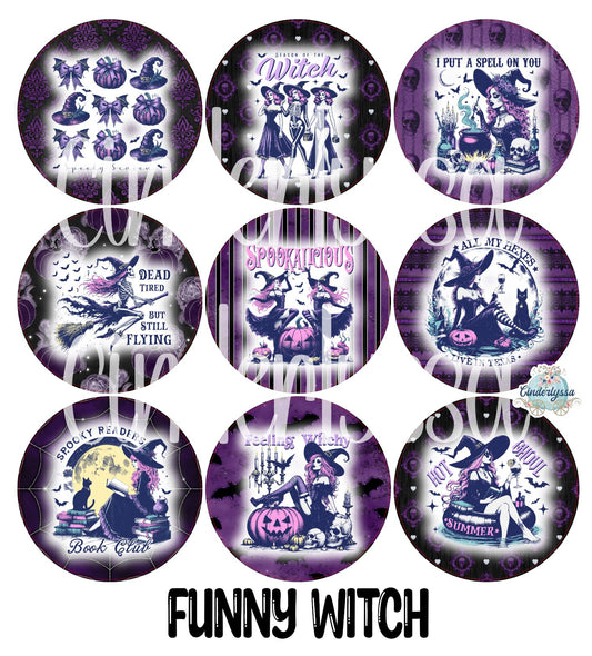3 inch Round: Funny Witch Cardstock Only for car freshies - NO MOLD for Aroma Bead Molds, Premium Cardstock Images