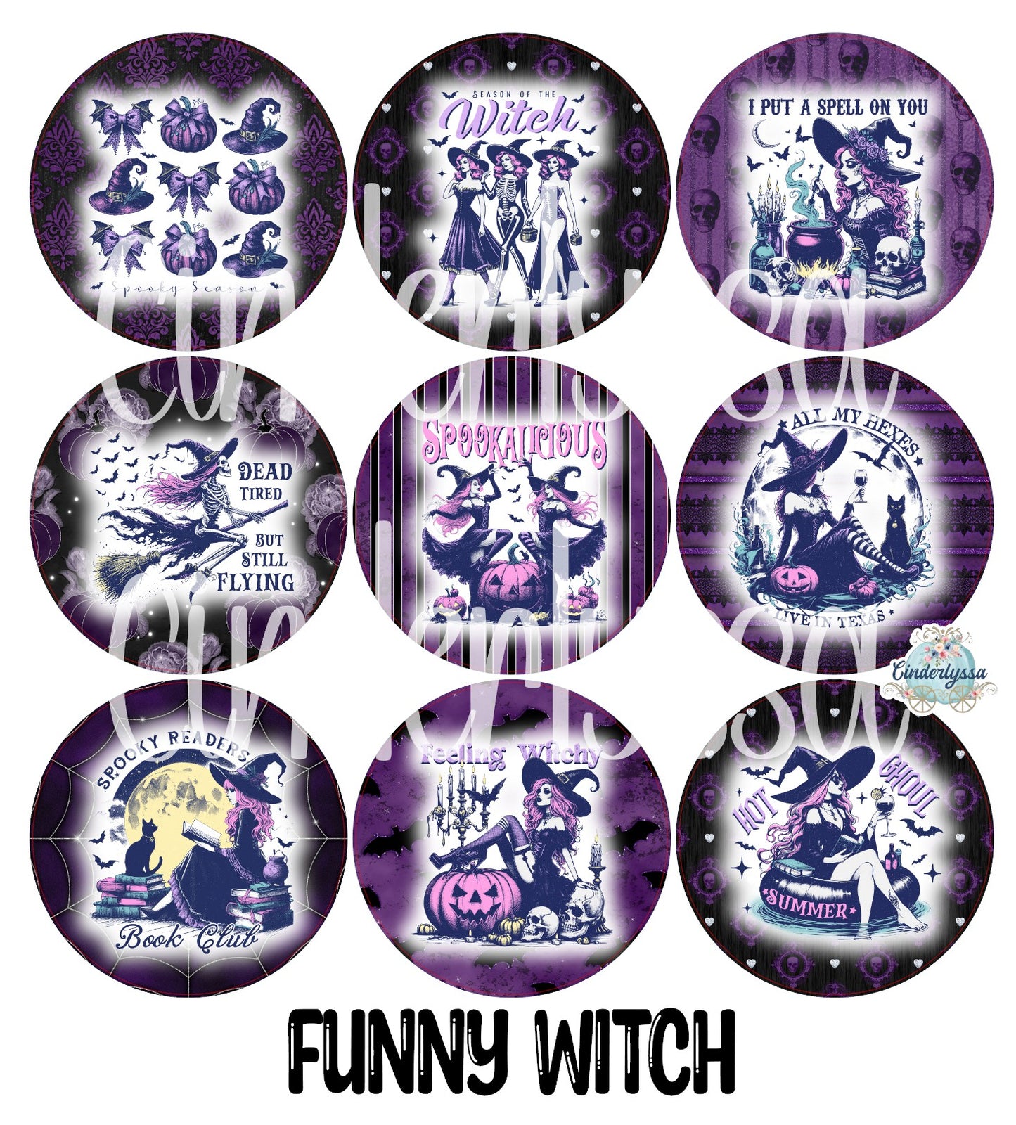 3.75 inch Round: Funny Witch for Cardstock Silicone Mold, for Aroma Bead Molds, Premium Cardstock Images
