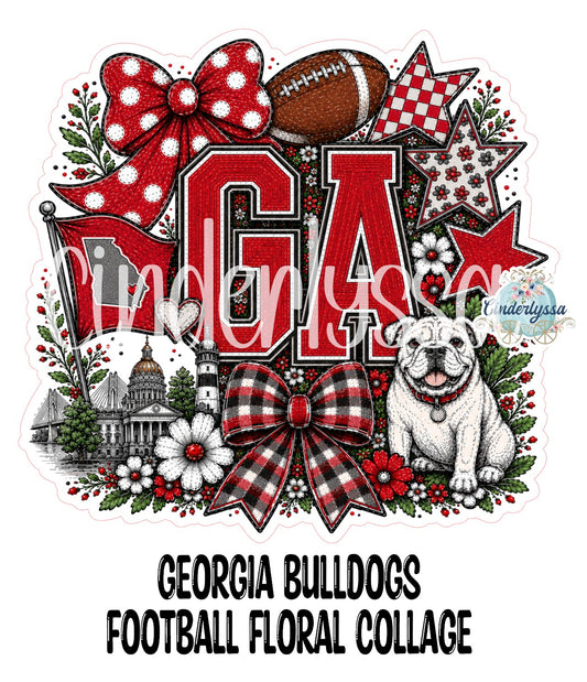 Georgia Bulldogs Football Floral Collage Cardstock Silicone Mold, Aroma Bead Molds, Premium Cardstock Images