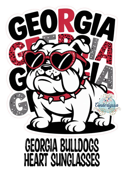 Georgia Bulldogs Heart Sunglasses Cardstock Silicone Mold, Aroma Bead Molds, Premium Cardstock Images