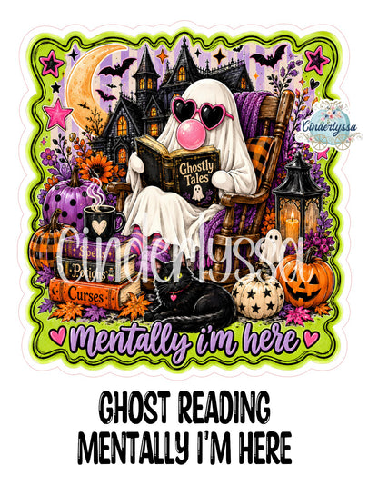 Ghost Reading Mentally I'm Here Cardstock Silicone Mold, Aroma Bead Molds, Premium Cardstock Images