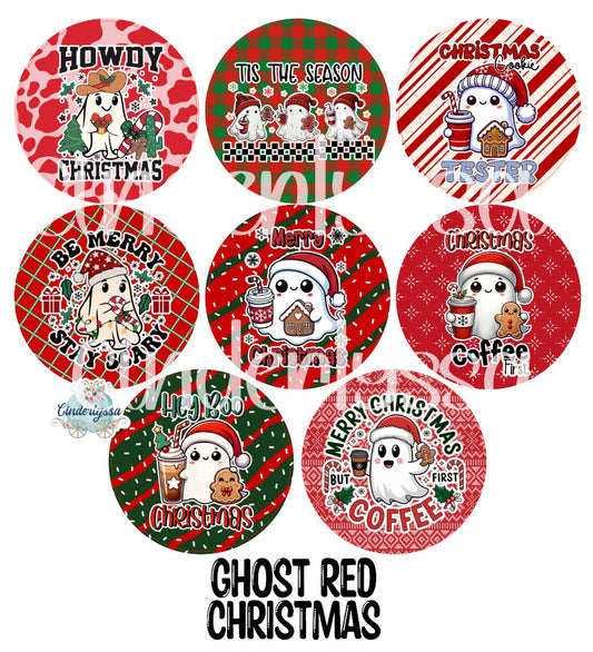 2 inch Round Ghost Red Christmas Cardstock Only: Cardstock Silicone Mold,Car Freshener, Premium Cardstock Images-NO MOLD