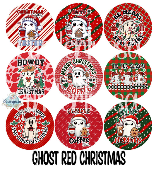 3.5 inch Round: Ghost Red Christmas for Cardstock Silicone Mold, NO MOLD INCLUDED for Aroma Bead Molds, Premium Cardstock Images