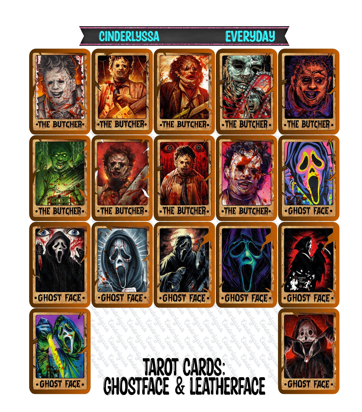 VENT CLIP: Tarot Cards: Group 3 (Horror Movie Slashers) Two Cavity Small Vent Clip Size Cardstock Silicone Mold, Aroma Bead Molds, Premium Cardstock Images