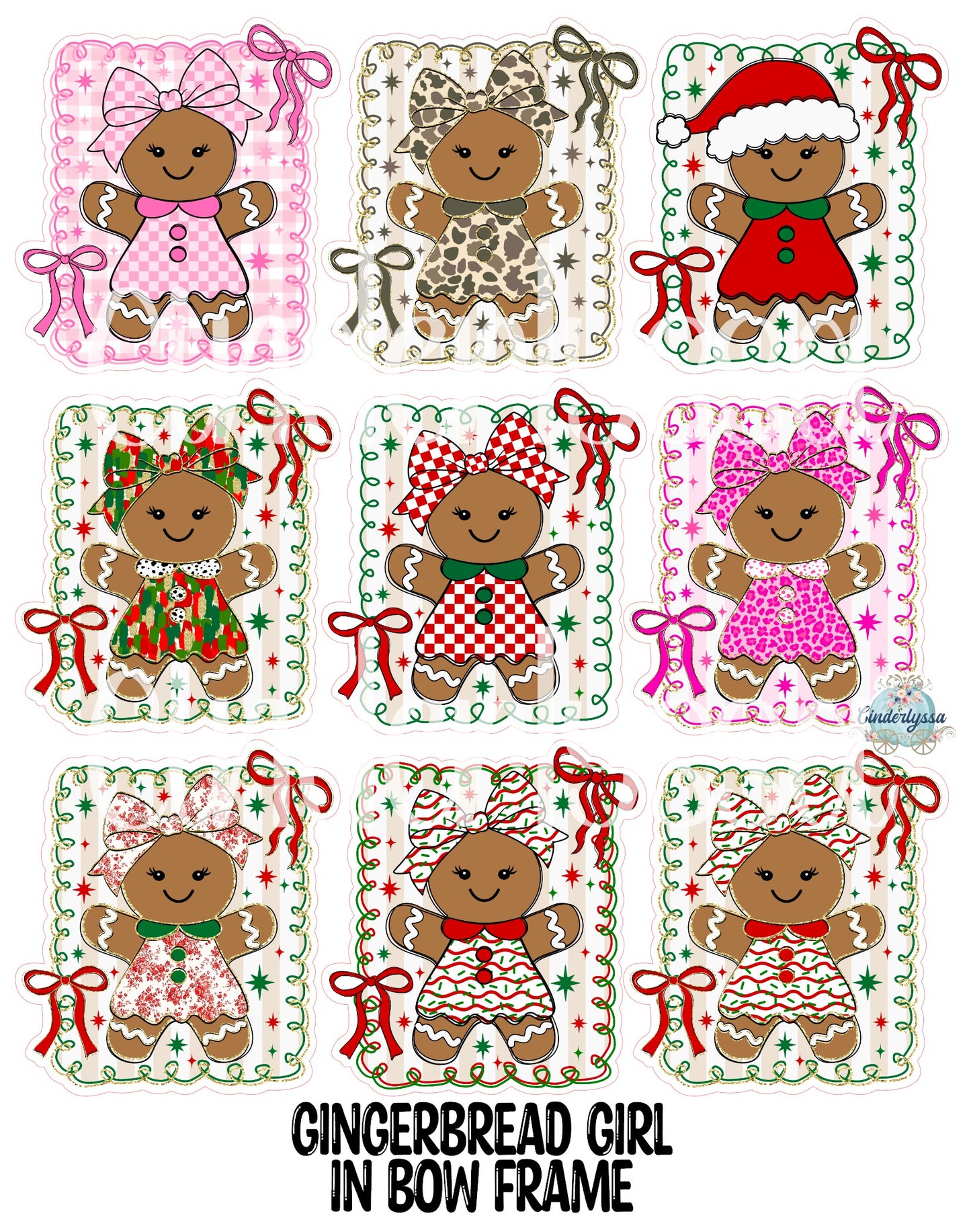 Gingerbread Girl in Bow Frame Cardstock Silicone Mold, Aroma Bead Molds, Premium Cardstock Images