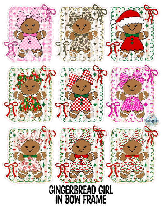 Gingerbread Girl in Bow Frame Cardstock Silicone Mold, Aroma Bead Molds, Premium Cardstock Images