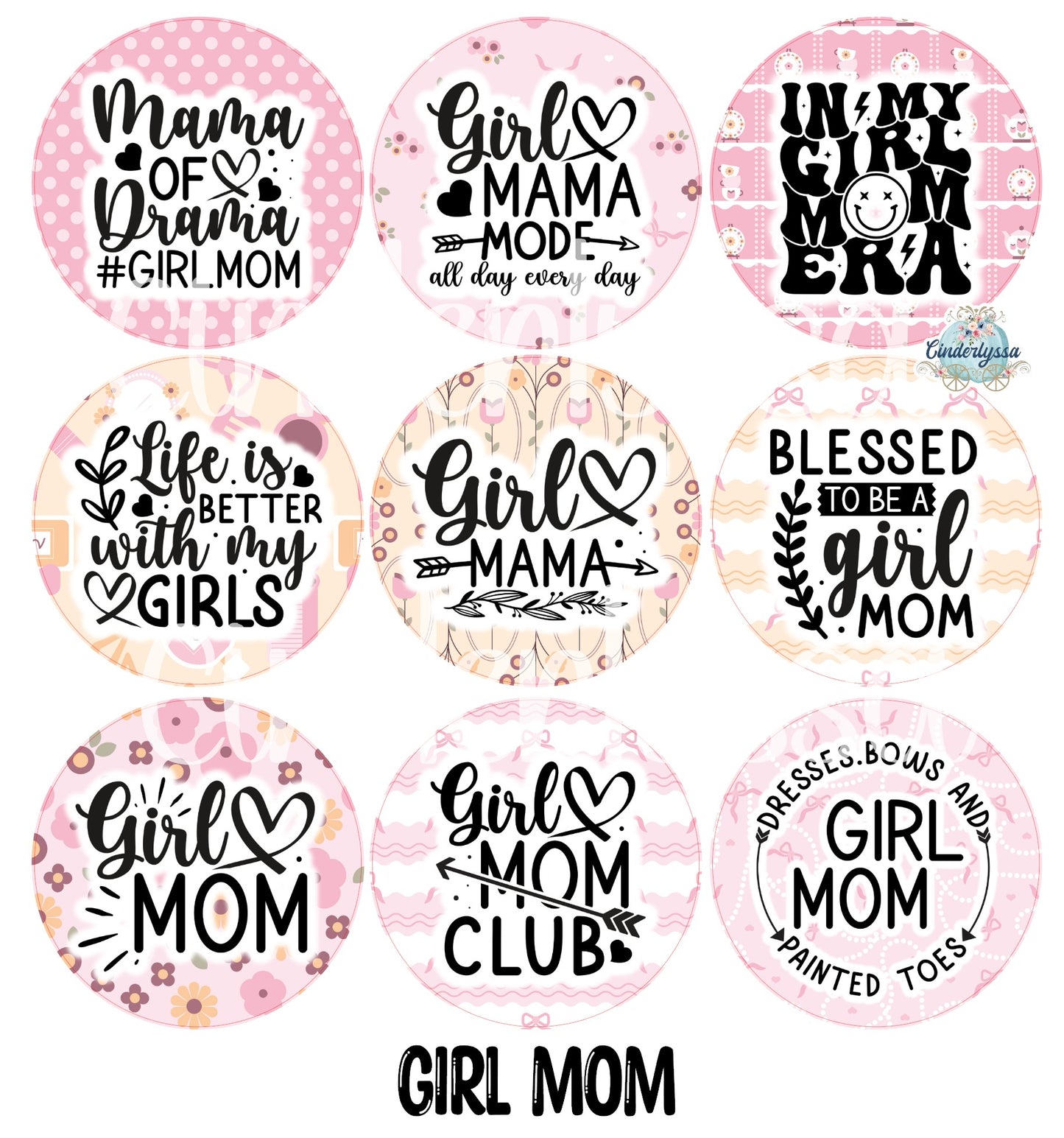 3 inch Round Girl Mom Cardstock Only for freshies - NO MOLD, for Aroma Bead Molds, Premium Cardstock Images