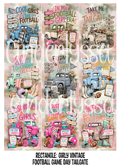 3x3.5 inch Rectangle: Girly Vintage Football Game Day Tailgate Theme With .25 inch Curved Edge Cardstock/Picture With Curved Edge Cardstock Silicone Mold, Aroma Bead Molds