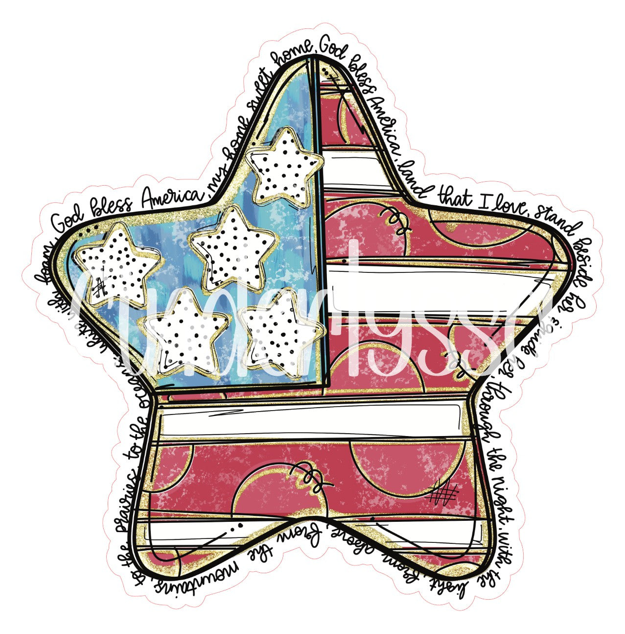 God Bless America Star Cardstock Silicone Mold, Aroma Bead Molds, Car Freshies, Premium Cardstock Images