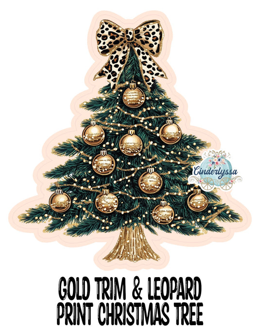 Gold Trim & Leopard Print Christmas Tree Cardstock Silicone Mold, Aroma Bead Molds, Car Freshies, Premium Cardstock Images