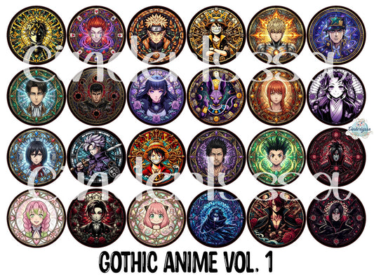 3 inch Round Gothic Anime Vol. 1 Cardstock Only for freshies - NO MOLD, for Aroma Bead Molds, Premium Cardstock Images