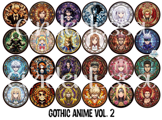 2 inch Round Gothic Anime Vol. 2 Cardstock Only for freshies Cardstock Silicone Mold, Premium Cardstock Images - NO MOLD