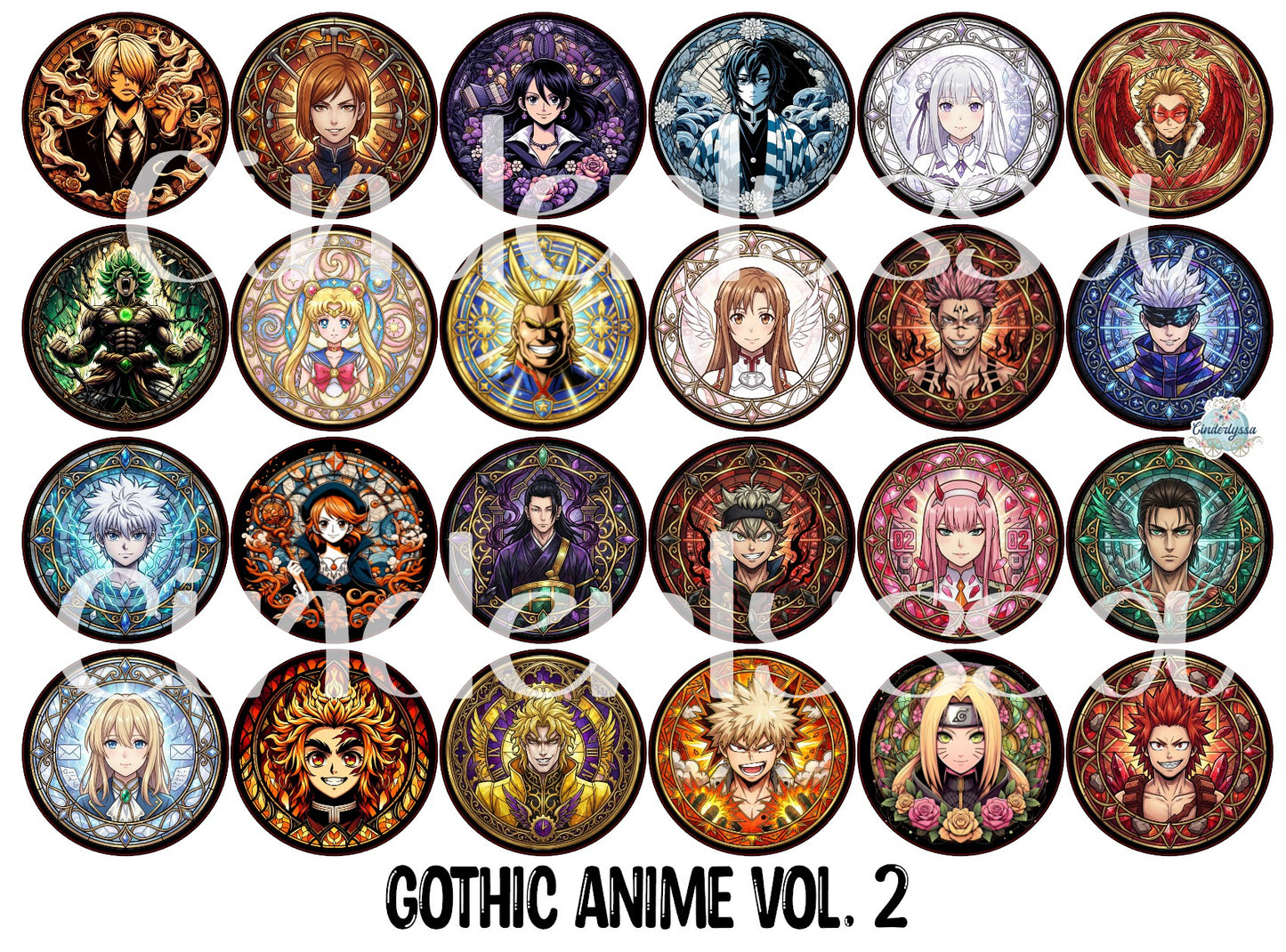 3.75 inch Round Gothic Anime Vol. 2 for Cardstock Silicone Mold, for Aroma Bead Molds, Premium Cardstock Images