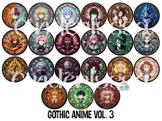 3.75 inch Round Gothic Anime Vol. 3 for Cardstock Silicone Mold, for Aroma Bead Molds, Premium Cardstock Images