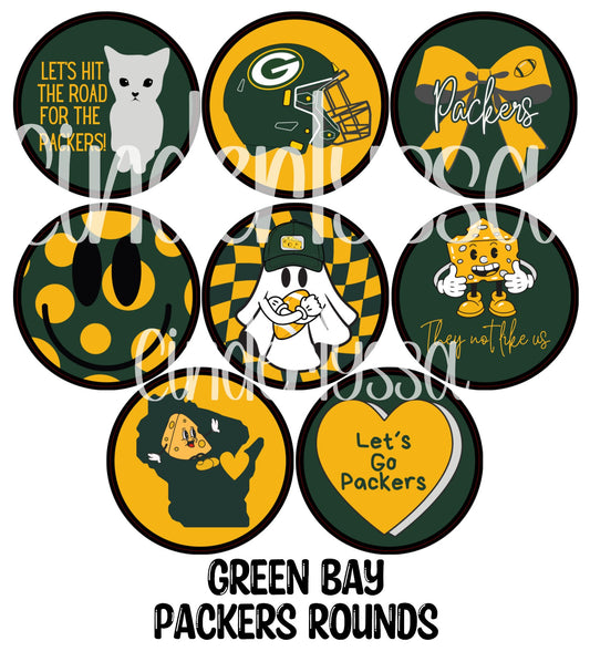 Green Bay Packers Rounds Cardstock Only for freshies - NO MOLD for Aroma Bead Molds, Premium Cardstock Images