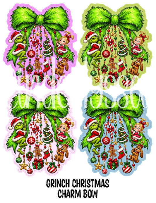 Grinch Christmas Charm Bow Cardstock Silicone Mold, Aroma Bead Molds, Premium Cardstock Images