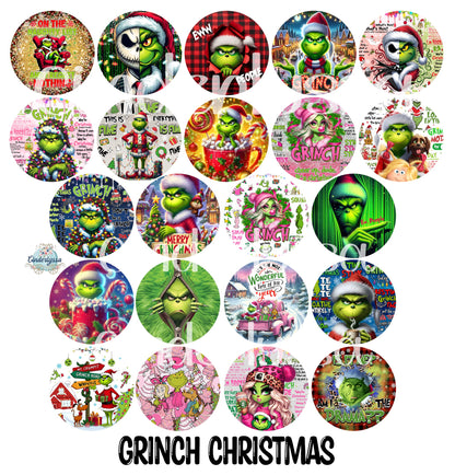 3.75 inch Round: Grinch Christmas for Cardstock Silicone Mold, for Aroma Bead Molds, Premium Cardstock Images