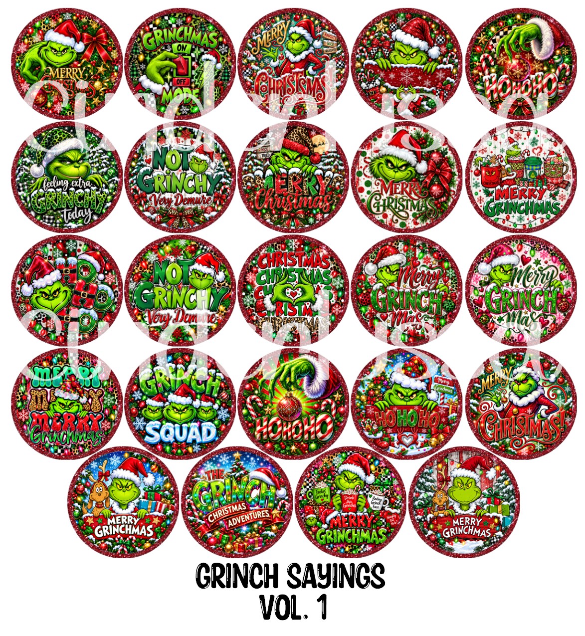 Grinch Sayings Vol. 1 Rounds Cardstock Only for freshies - NO MOLD for Aroma Bead Molds, Premium Cardstock Images