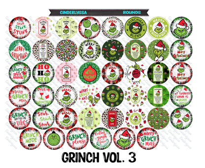 3.75 inch Round: Grinch Vol. 3 for Cardstock Silicone Mold, for Aroma Bead Molds, Premium Cardstock Images