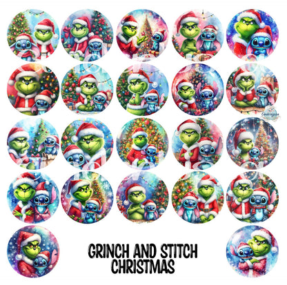 3.75 inch Round: Grinch and Stitch Christmas for Cardstock Silicone Mold, for Aroma Bead Molds, Premium Cardstock Images