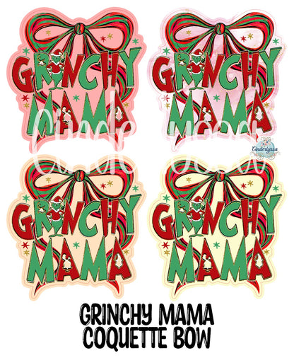 Grinchy Mama Coquette Bow Cardstock Silicone Mold, Aroma Bead Molds, Car Freshies, Premium Cardstock Images