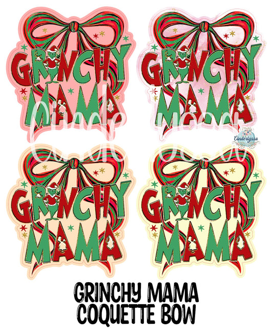 Grinchy Mama Coquette Bow Cardstock Silicone Mold, Aroma Bead Molds, Car Freshies, Premium Cardstock Images